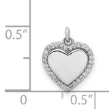 1/10ct Diamond Fancy Polished Heart Charm Pendant in Real 14k White Gold