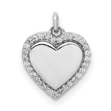 1/10ct Diamond Fancy Polished Heart Charm Pendant in Real 14k White Gold