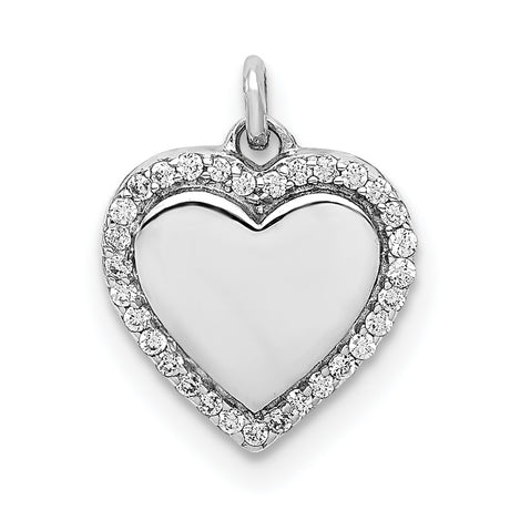 1/10ct Diamond Fancy Polished Heart Charm Pendant in Real 14k White Gold