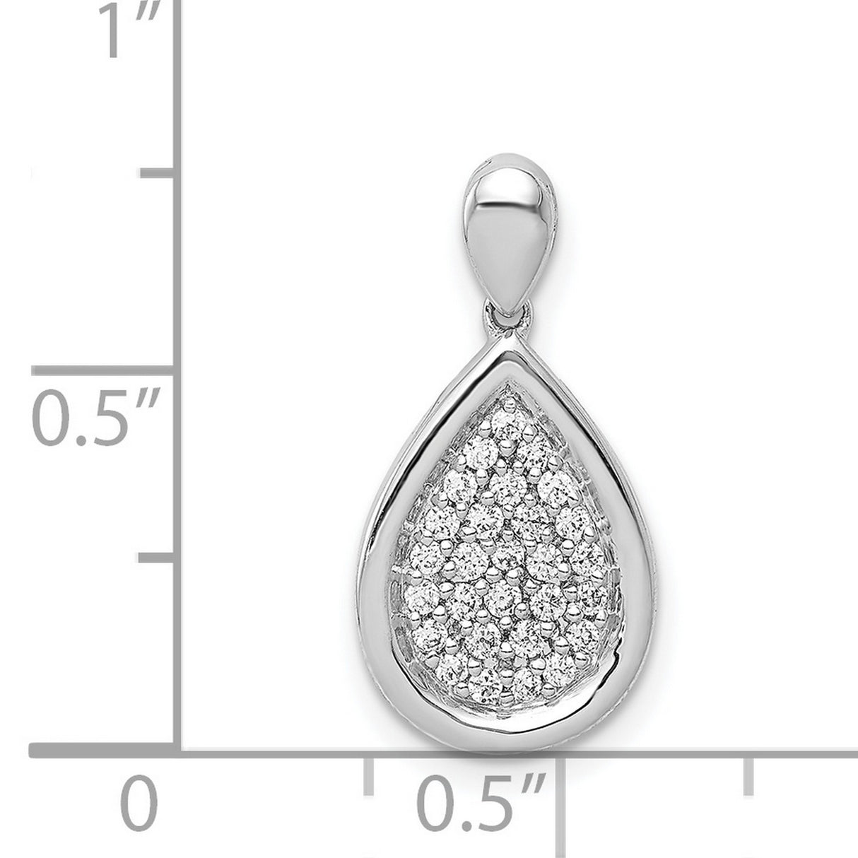 1/4ct Diamond Fancy Teardrop Charm Pendant in Real 14k White Gold