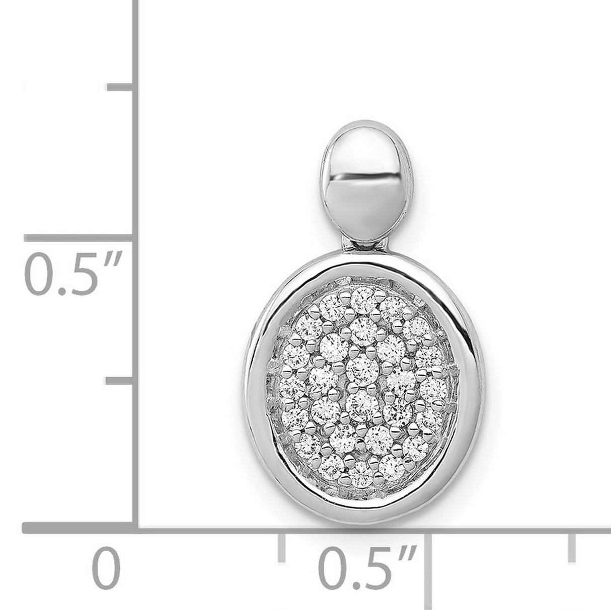 1/4ct Diamond Fancy Oval Charm Pendant in Real 14k White Gold