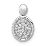 1/4ct Diamond Fancy Oval Charm Pendant in Real 14k White Gold