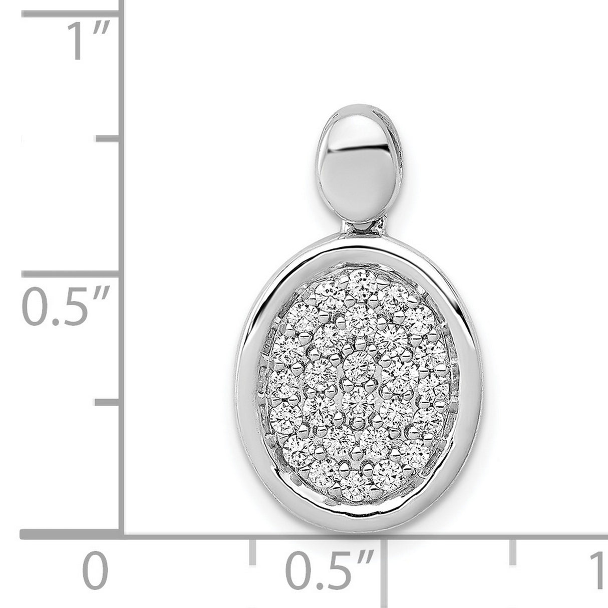 1/2ct Diamond Fancy Oval Charm Pendant in Real 14k White Gold