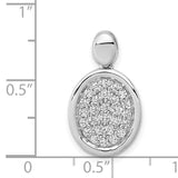 1/2ct Diamond Fancy Oval Charm Pendant in Real 14k White Gold