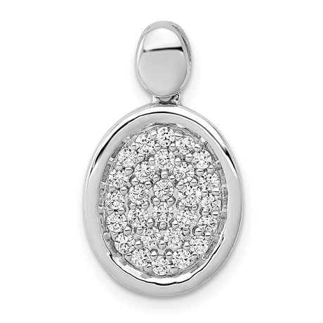 1/2ct Diamond Fancy Oval Charm Pendant in Real 14k White Gold