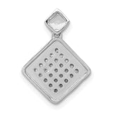 1/4ct Diamond Fancy Tilted Square Charm Pendant in Real 14k White Gold