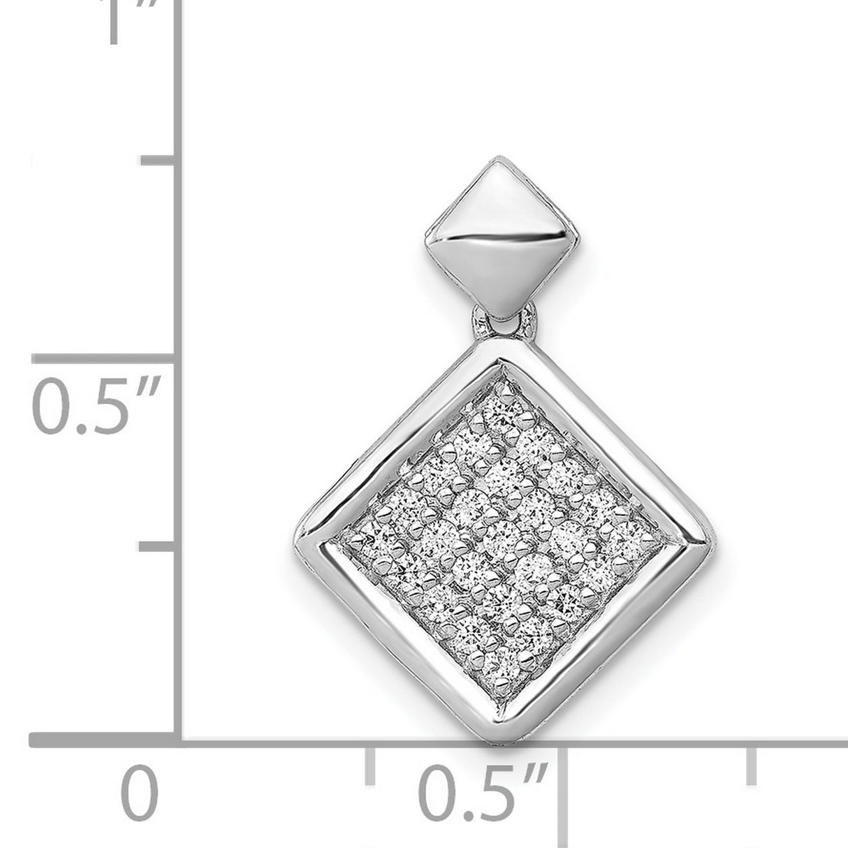 1/4ct Diamond Fancy Tilted Square Charm Pendant in Real 14k White Gold