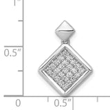 1/4ct Diamond Fancy Tilted Square Charm Pendant in Real 14k White Gold