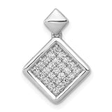 1/4ct Diamond Fancy Tilted Square Charm Pendant in Real 14k White Gold