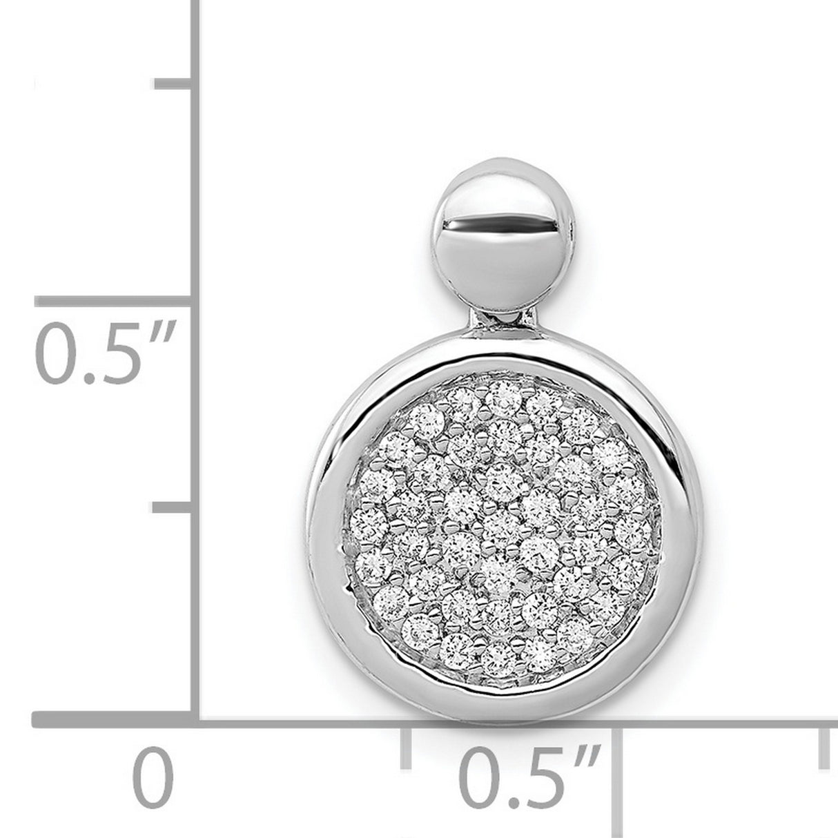 1/4ct Diamond Fancy Circle Charm Pendant in Real 14k White Gold