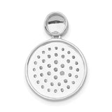 14k White Gold Diamond Circle Pendant with Pavé-Set Cluster Design for Women