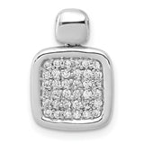 1/4ct Diamond Fancy Square Charm Pendant in Real 14k White Gold