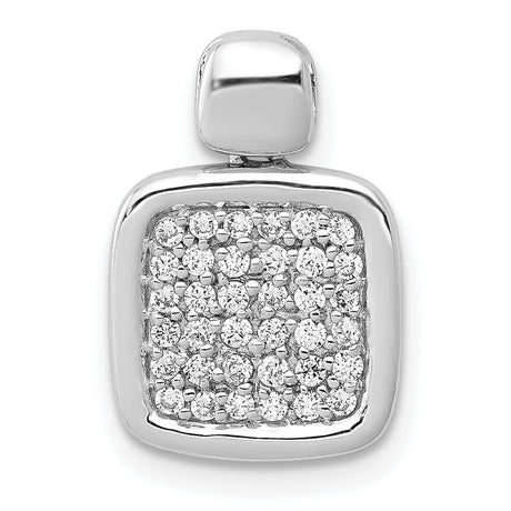 1/4ct Diamond Fancy Square Charm Pendant in Real 14k White Gold