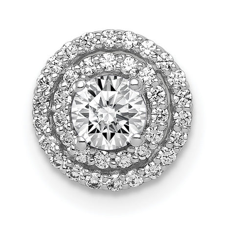4.1mm Center 1/5ct.Diamond Semi-mount Chain Slide Charm Pendant in Real 14k White Gold