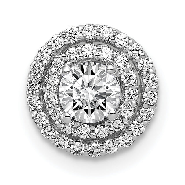 4.1mm Center 1/5ct.Diamond Semi-mount Chain Slide Charm Pendant in Real 14k White Gold