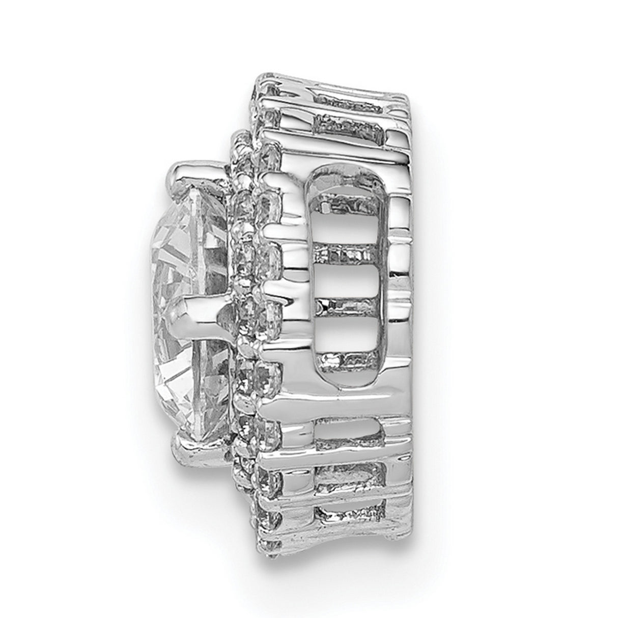 5.2mm Center 1/5ct Diamond Semi-mount Chain Slide Charm Pendant in Real 14k White Gold