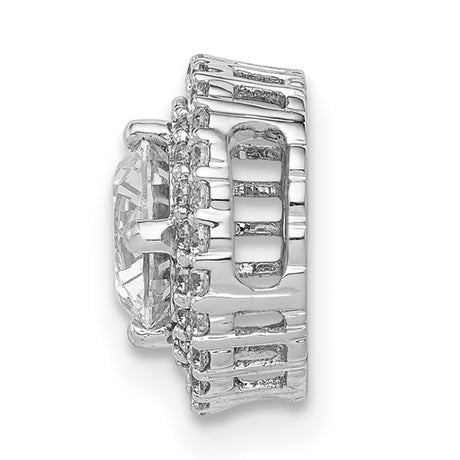 5.2mm Center 1/5ct Diamond Semi-mount Chain Slide Charm Pendant in Real 14k White Gold