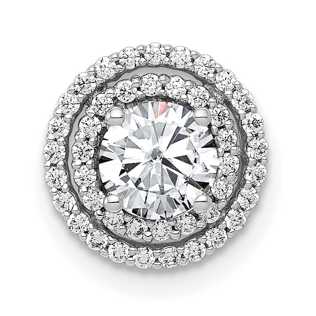 5.2mm Center 1/5ct Diamond Semi-mount Chain Slide Charm Pendant in Real 14k White Gold