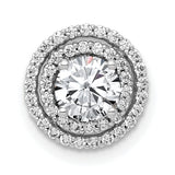 5.2mm Center 1/5ct Diamond Semi-mount Chain Slide Charm Pendant in Real 14k White Gold