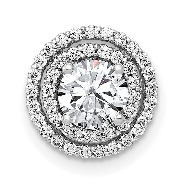 5.2mm Center 1/5ct Diamond Semi-mount Chain Slide Charm Pendant in Real 14k White Gold
