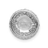 6.5mm Center 1/4ct Diamond Semi-mount Chain Slide Charm Pendant in Real 14k White Gold