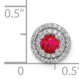 1/5ct Diamond and .25 Ruby Chain Slide Charm Pendant in Real 14k White Gold