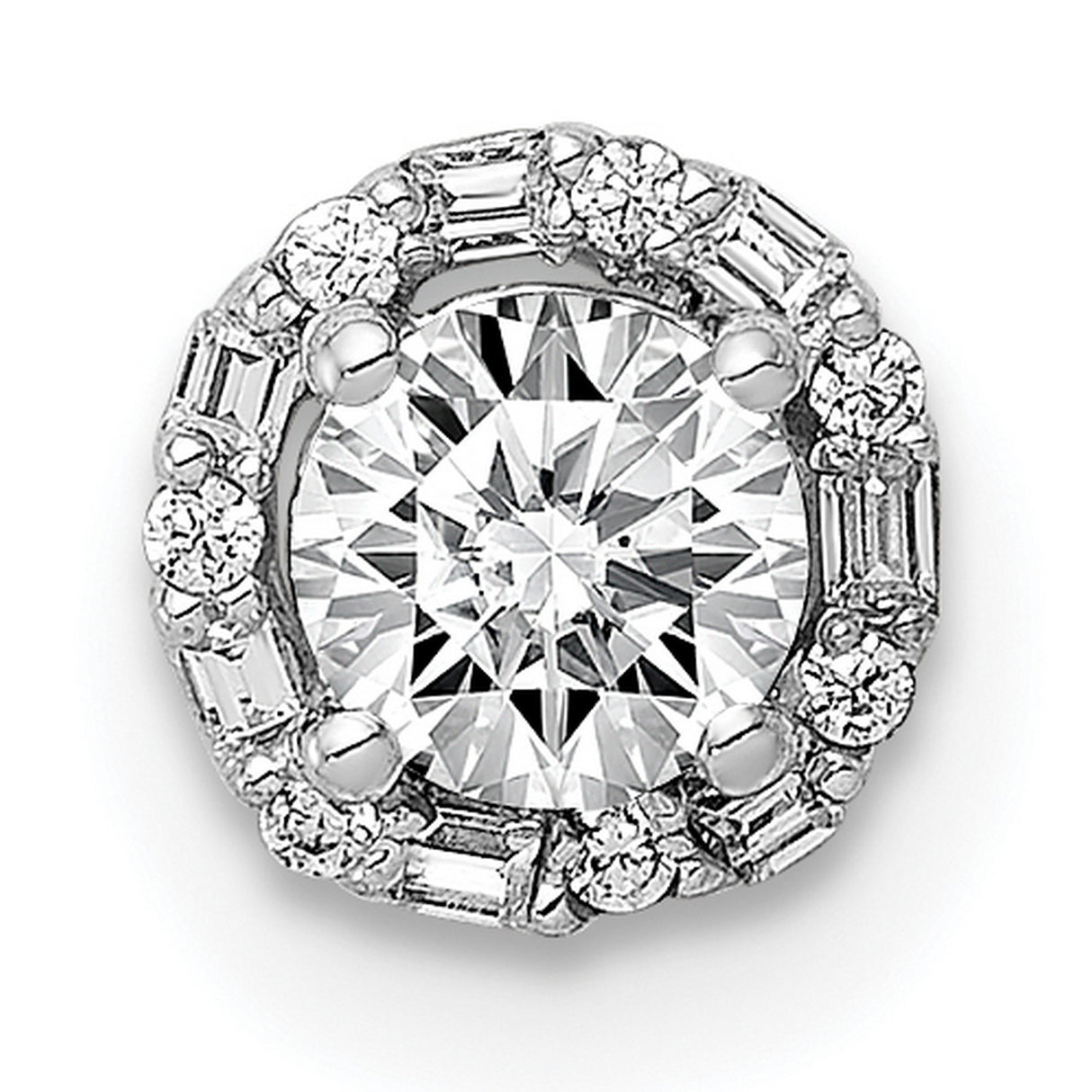 4.1mm Center 1/20ct Diamond Semi-mount Chain Slide Charm Pendant in Real 14k White Gold