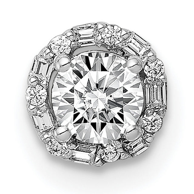 4.1mm Center 1/20ct Diamond Semi-mount Chain Slide Charm Pendant in Real 14k White Gold