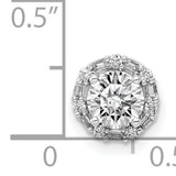 5.2mm Center 1/10ct Diamond Semi-mount Chain Slide Charm Pendant in Real 14k White Gold