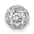 5.2mm Center 1/10ct Diamond Semi-mount Chain Slide Charm Pendant in Real 14k White Gold