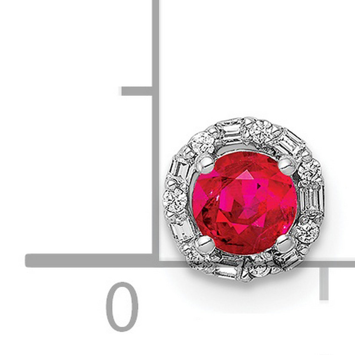 1/20ct Diamond and .25 Ruby Halo Chain Slide Charm Pendant in Real 14k White Gold