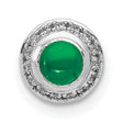 14k White Gold Stud Earrings with Round Emerald Center and Diamond Halo for Women