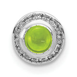 14k White Gold Peridot Pendant with Diamond Accents, Halo Design, August Birthstone for Women