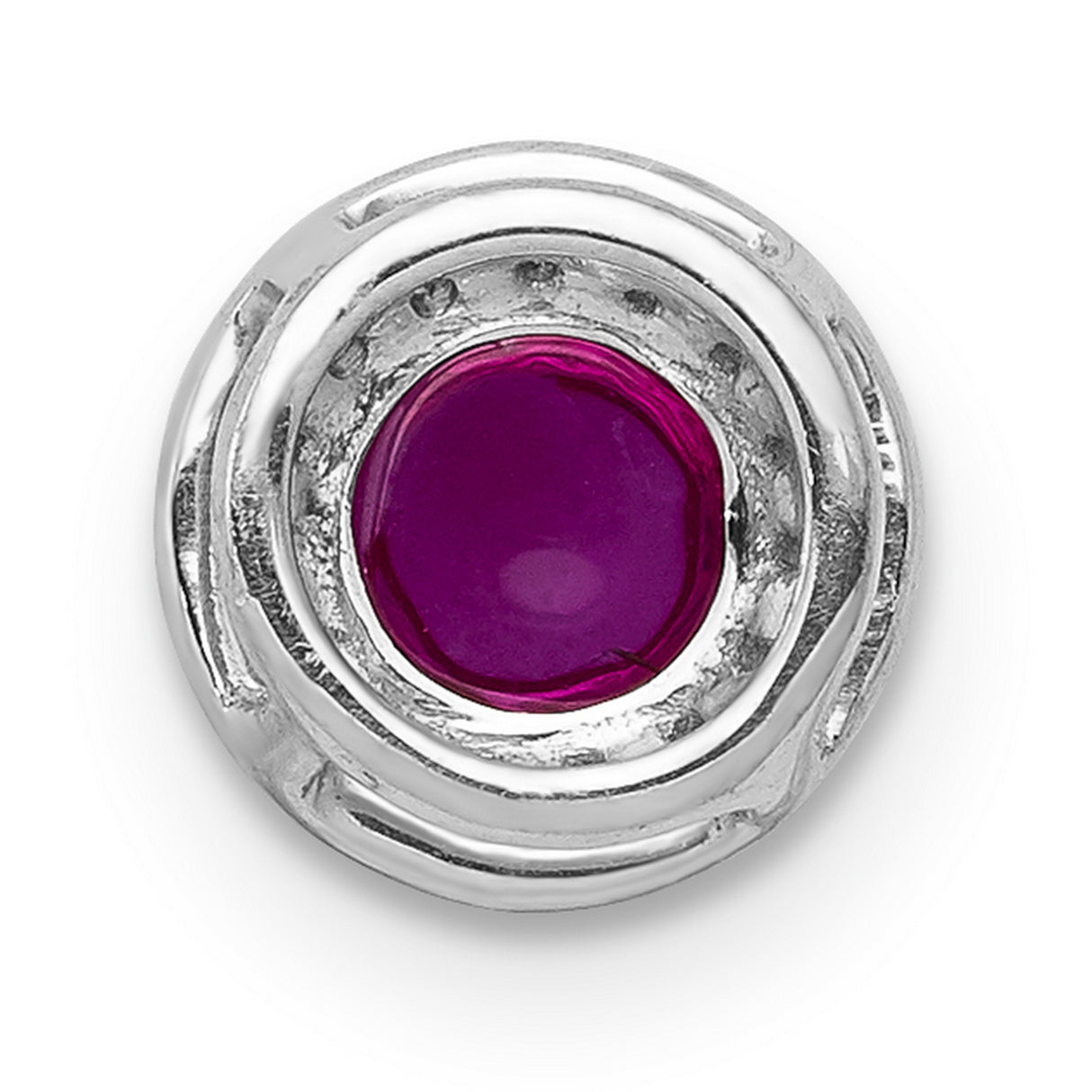 14k White Gold Ruby and Diamond Halo Stud Earrings for Women