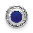 14k White Gold Pendant with Lapis Lazuli and Diamond Halo Accents