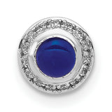 14k White Gold Pendant with Lapis Lazuli and Diamond Halo Accents