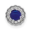 14k White Gold Earrings with Lab Created Sapphire Center and Diamond Halo Studs