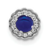 14k White Gold Earrings with Lab Created Sapphire Center and Diamond Halo Studs