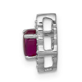 Diamond and Cabochon .60 Ruby Chain Slide Charm Pendant in Real 14k White Gold