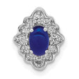 Fancy Diamond and Cabochon Sapphire Chain Slide Charm Pendant in Real 14k White Gold