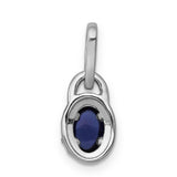 Halo Diamond and Cabochon Sapphire Charm Pendant in Real 14k White Gold