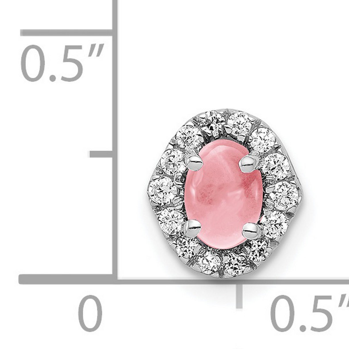 14k White Gold Pendant with Pink Tourmaline and Diamond Halo Sliding Design