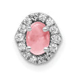 14k White Gold Pendant with Pink Tourmaline and Diamond Halo Sliding Design