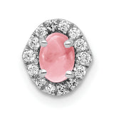14k White Gold Pendant with Pink Tourmaline and Diamond Halo Sliding Design