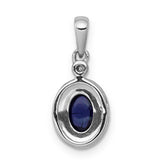 Halo Diamond and Cabochon Sapphire Charm Pendant in Real 14k White Gold