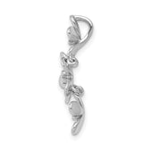 1/10ct Diamond Three Flower Chain Slide Charm Pendant in Real 14k White Gold