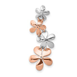 1/8ct Diamond Four Flower Chain Slide Charm Pendant in Real 14k Multi-Tone Gold