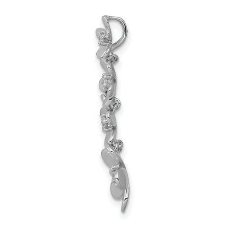 14k White Gold Floral Pendant with Diamond Accents and Five Polished Flowers for Women