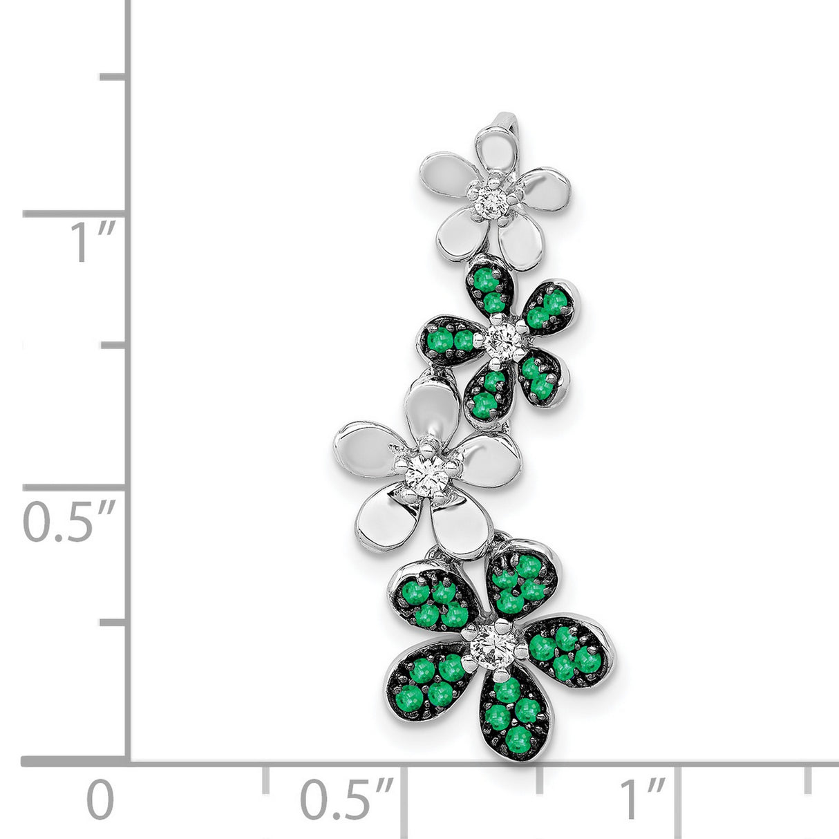 14k White Gold Floral Pendant with Diamond, Daisy Flower Charm Design