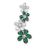 14k White Gold Floral Pendant with Diamond, Daisy Flower Charm Design